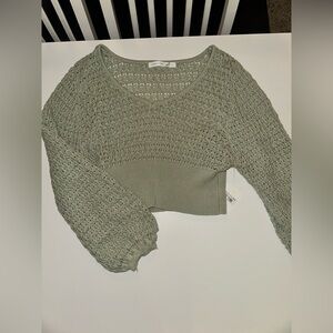 Cropped grey crochet sweater #crochet